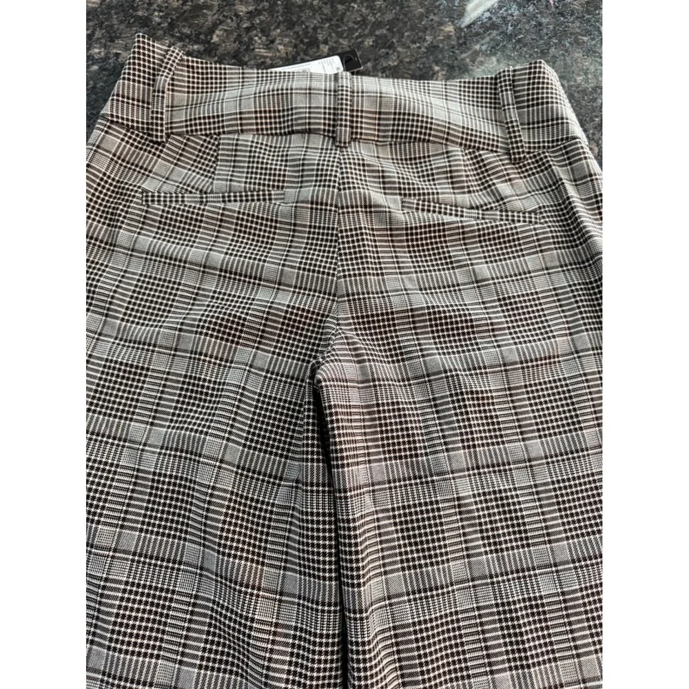 Alice‎ + Olivia Black Off-White Dark Chocolate Plaid Wide Leg Pants trousers 10